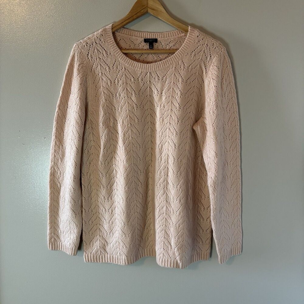 Talbots Womens Sweater Peach Beige Textured Long Sleeve Pullover Sz 1X